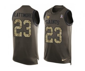 Men Nike New Orleans Saints #23 Marshon Lattimore Limited Green Salute to Service Tank Top NFL Jersey