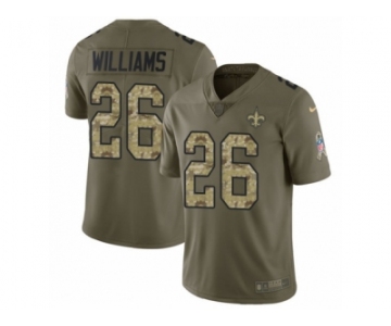 Men Nike New Orleans Saints #26 P. J. Williams Limited Olive Camo 2017 Salute to Service NFL Jersey