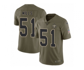 Men Nike New Orleans Saints #51 Sam Mills Limited Olive 2017 Salute to Service NFL Jersey