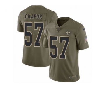 Men Nike New Orleans Saints #57 Alex Okafor Limited Olive 2017 Salute to Service NFL Jersey