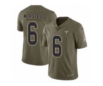Men Nike New Orleans Saints #6 Thomas Morstead Limited Olive 2017 Salute to Service NFL Jersey