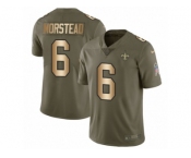 Men Nike New Orleans Saints #6 Thomas Morstead Limited Olive Gold 2017 Salute to Service NFL Jersey