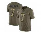 Men Nike New Orleans Saints #7 Morten Andersen Limited Olive Camo 2017 Salute to Service NFL Jersey