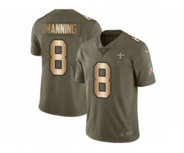 Men Nike New Orleans Saints #8 Archie Manning Limited Olive Gold 2017 Salute to Service NFL Jersey