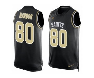 Men Nike New Orleans Saints #80 Clay Harbor Limited Black Player Name & Number Tank Top NFL Jersey