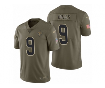 Men Nike New Orleans Saints #9 Drew Brees Olive 2017 Salute to Service Limited Jerseys