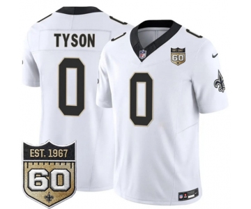 Men's New Orleans Saints #0 Jordyn Tyson White 2026 F.U.S.E 60th Anniversary Patch Vapor Limited Football Stitched Jersey