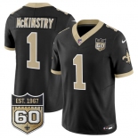 Men's New Orleans Saints #1 Kool-Aid McKinstry Black 2026 F.U.S.E 60th Anniversary Patch Vapor Limited Football Stitched Jersey