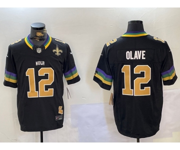 Men's New Orleans Saints #12 Chris Olave Black 2024 F.U.S.E. Vapor Limited Stitched Jersey