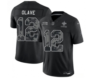 Men's New Orleans Saints #12 Chris Olave Black F.U.S.E. 2026 Salute to Service Limited Football Stitched Jersey