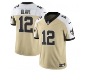 Men's New Orleans Saints #12 Chris Olave Gold White Alternate 2025 F.U.S.E. Vapor Limited Football Stitched Jersey