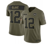 Men's New Orleans Saints #12 Chris Olave Olive 2025 Salute to Service Limited Football Stitched Jersey