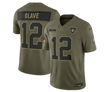 Men's New Orleans Saints #12 Chris Olave Olive 2025 Salute to Service Limited Football Stitched Jersey