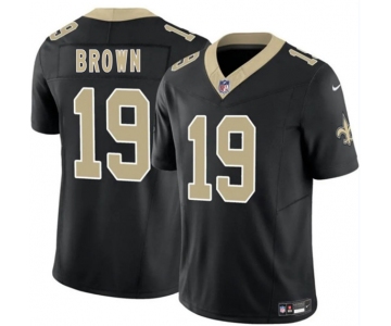 Men's New Orleans Saints #19 Barion Brown Black 2026 Draft F.U.S.E Vapor Limited Football Stitched Jersey