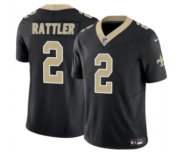 Men's New Orleans Saints #2 Spencer Rattler Black 2025 F.U.S.E Vapor Limited Football Stitched Jersey