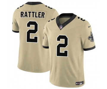 Men's New Orleans Saints #2 Spencer Rattler Gold 2025 F.U.S.E. Alternate Vapor Limited Football Stitched Jersey