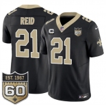 Men's New Orleans Saints #21 Justin Reid Black 2026 F.U.S.E With 2-Star C Patch And 60th Anniversary Patch Vapor Limited Football Stitched Jersey
