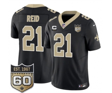 Men's New Orleans Saints #21 Justin Reid Black 2026 F.U.S.E With 2-Star C Patch And 60th Anniversary Patch Vapor Limited Football Stitched Jersey