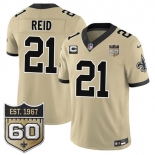 Men's New Orleans Saints #21 Justin Reid Gold 2026 F.U.S.E With 2-Star C Patch And 60th Anniversary Patch Vapor Limited Football Stitched Jersey Men's New Orleans Saints #21 Justin Reid Gold 2026 F.U.S.E With 2-Star C Patch And 60th Anniversary Patch Vapor Limited Football Stitched Jersey