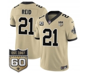 Men's New Orleans Saints #21 Justin Reid Gold 2026 F.U.S.E With 2-Star C Patch And 60th Anniversary Patch Vapor Limited Football Stitched Jersey