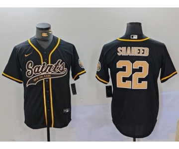 Men's New Orleans Saints #22 Rashid Shaheed Black Cool Base Stitched Baseball Jersey