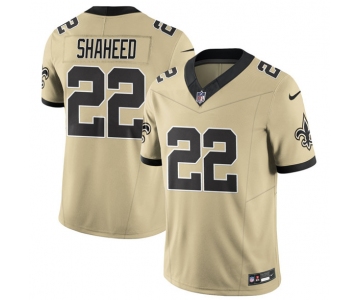 Men's New Orleans Saints #22 Rashid Shaheed Gold 2025 F.U.S.E. Alternate Vapor Limited Football Stitched Jersey