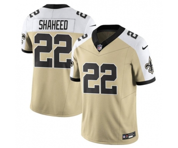 Men's New Orleans Saints #22 Rashid Shaheed Gold White Alternate 2025 F.U.S.E. Vapor Limited Football Stitched Jersey
