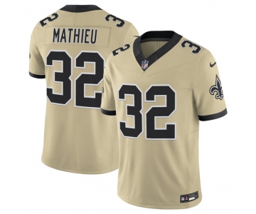 Men's New Orleans Saints #32 Tyrann Mathieu Gold 2025 F.U.S.E. Alternate Vapor Limited Football Stitched Jersey