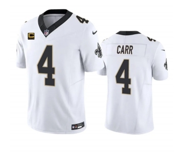 Men's New Orleans Saints #4 Derek Carr White 2023 F.U.S.E. With 4-Star C Patch Vapor Untouchable Limited Football Stitched Jersey