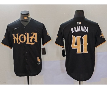 Men's New Orleans Saints #41 Alvin Kamara Black Cool Base Stitched Baseball Jersey