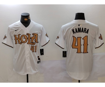 Men's New Orleans Saints #41 Alvin Kamara White Nola Baseball Jerseys
