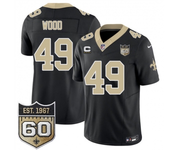 Men's New Orleans Saints #49 Zach Wood Black 2026 F.U.S.E With 4-Star C Patch And 60th Anniversary Patch Vapor Limited Football Stitched Jersey