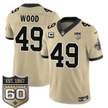 Men's New Orleans Saints #49 Zach Wood Gold 2026 F.U.S.E With 4-Star C Patch And 60th Anniversary Patch Vapor Limited Football Stitched Jersey Men's New Orleans Saints #49 Zach Wood Gold 2026 F.U.S.E With 4-Star C Patch And 60th Anniversary Patch Vapor Limited Football Stitched Jersey