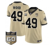 Men's New Orleans Saints #49 Zach Wood Gold 2026 F.U.S.E With 4-Star C Patch And 60th Anniversary Patch Vapor Limited Football Stitched Jersey