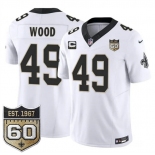 Men's New Orleans Saints #49 Zach Wood White 2026 F.U.S.E With 4-Star C Patch And 60th Anniversary Patch Vapor Limited Football Stitched Jersey