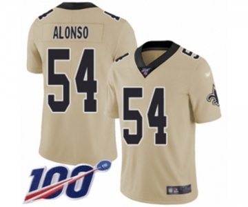 Men's New Orleans Saints #54 Kiko Alonso Limited Gold Inverted Legend 100th Season Football Jersey