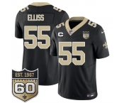 Men's New Orleans Saints #55 Kaden Elliss Black 2026 F.U.S.E With 1-Star C Patch And 60th Anniversary Patch Vapor Limited Football Stitched Jersey