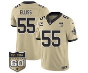Men's New Orleans Saints #55 Kaden Elliss Gold 2026 F.U.S.E With 1-Star C Patch And 60th Anniversary Patch Vapor Limited Football Stitched Jersey