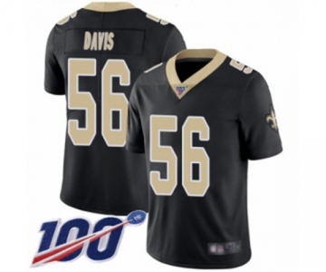 Men's New Orleans Saints #56 DeMario Davis Black Team Color Vapor Untouchable Limited Player 100th Season Football Jersey