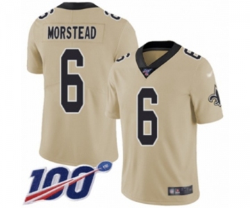 Men's New Orleans Saints #6 Thomas Morstead Limited Gold Inverted Legend 100th Season Football Jersey