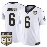 Men's New Orleans Saints #6 Tyler Shough White 2026 F.U.S.E 60th Anniversary Patch Vapor Limited Football Stitched Jersey
