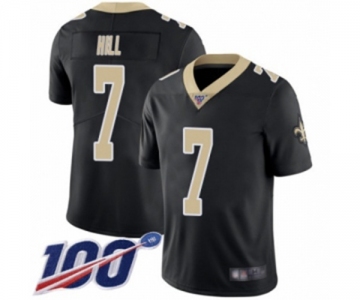 Men's New Orleans Saints #7 Taysom Hill Black Team Color Vapor Untouchable Limited Player 100th Season Football Jersey