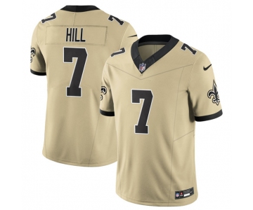 Men's New Orleans Saints #7 Taysom Hill Gold 2025 F.U.S.E. Alternate Vapor Limited Football Stitched Jersey