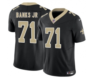 Men's New Orleans Saints #71 Kelvin Banks Jr Black 2025 Draft F.U.S.E. Vapor Limited Football Stitched Jersey