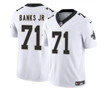 Men's New Orleans Saints #71 Kelvin Banks Jr White 2025 Draft F.U.S.E. Vapor Limited Football Stitched Jersey