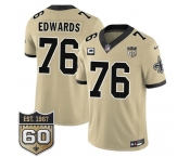 Men's New Orleans Saints #76 David Edwards Gold 2026 F.U.S.E With 1-Star C Patch And 60th Anniversary Patch Vapor Limited Football Stitched Jersey