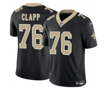 Men's New Orleans Saints #76 Will Clapp Black 2025 F.U.S.E. Vapor Limited Football Stitched Jersey