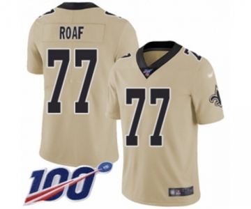 Men's New Orleans Saints #77 Willie Roaf Limited Gold Inverted Legend 100th Season Football Jersey
