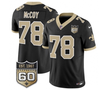 Men's New Orleans Saints #78 Erik McCoy Black 2026 F.U.S.E 60th Anniversary Patch Vapor Limited Football Stitched Jersey