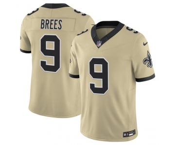 Men's New Orleans Saints #9 Drew Brees Gold 2025 F.U.S.E. Alternate Vapor Limited Football Stitched Jersey